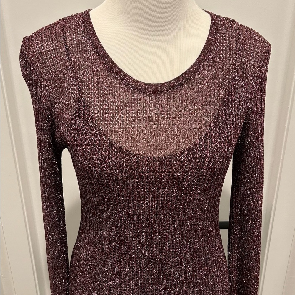 Missoni Metallic Knit Dress With 2 Rows Of Ruffle And Bell Sleeves Size 48, BNWT